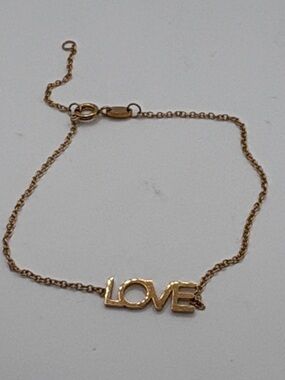 Maya Brenner Rose Gold LOVE Bracelet - Bold Word Chain 6-7”